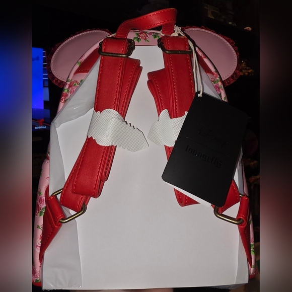 Brand New! Loungefly Disney Minnie Mouse Pink & Red Roses Figural Mini Backpack main image 4